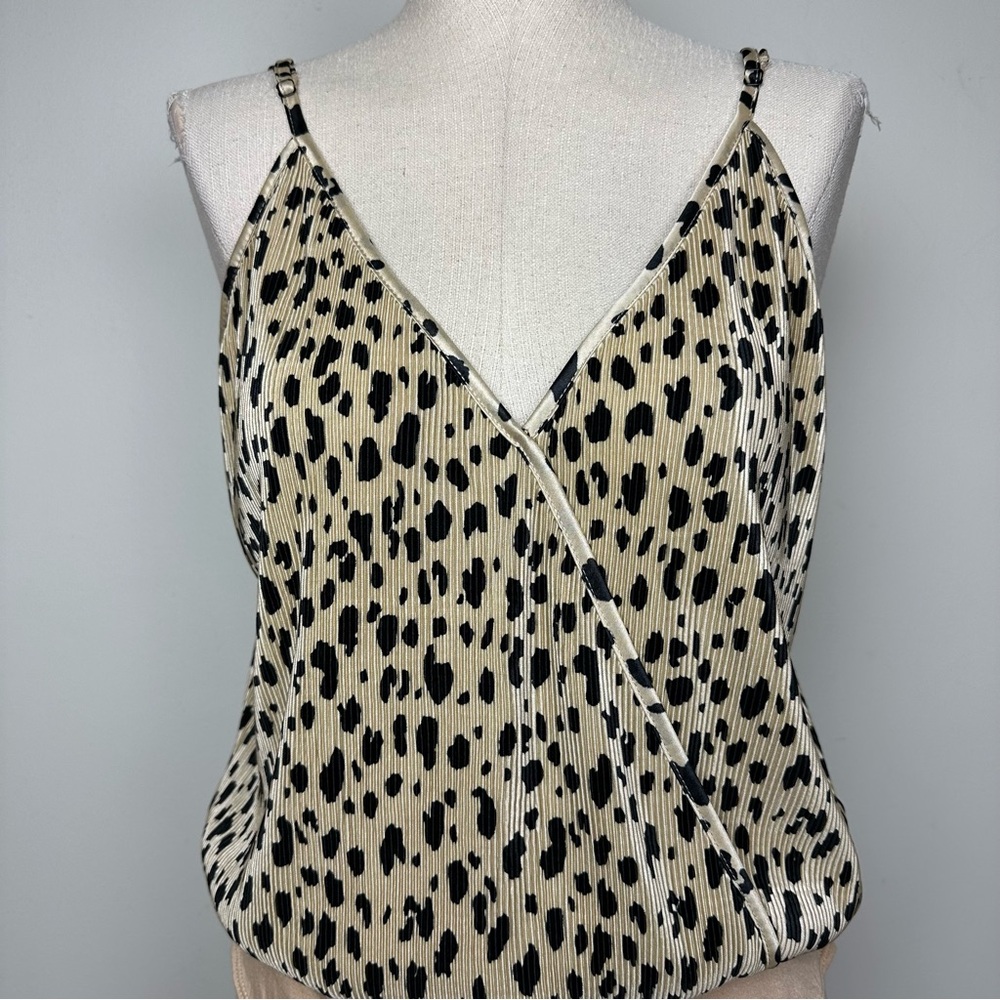 Wayf Leopard Print Plisse Bodysuit